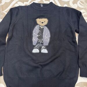 New Black Sweater with Bear Design no brand no tags not Ralph Lauren